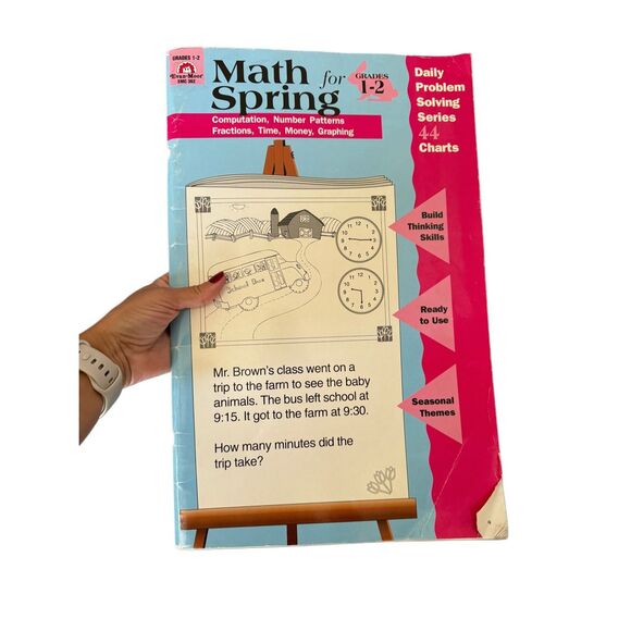 1993 Math for Spring Grades 1-2 elementary school extra large book 17x11”  90s 1 - Picture 2 of 6